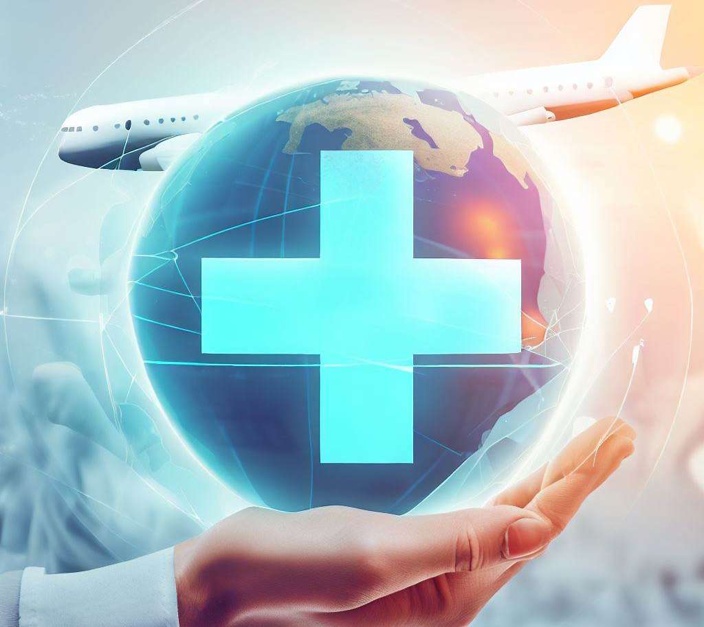 Werelddekking zorgverzekering met vliegtuig en de aarde